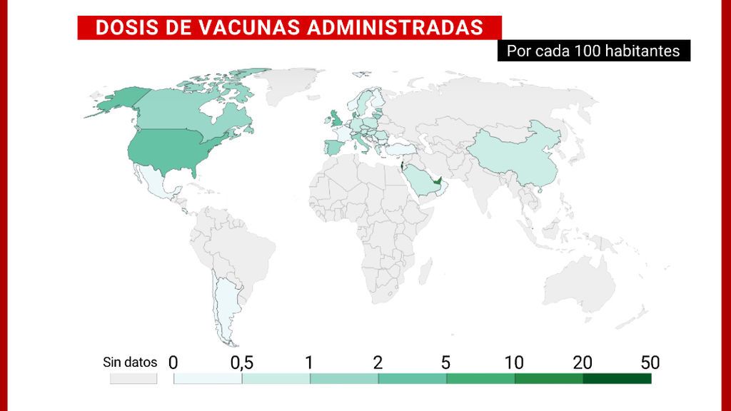 España, tercer país de la Unión Europea en vacunación pero con una enorme desigualdad entre regiones