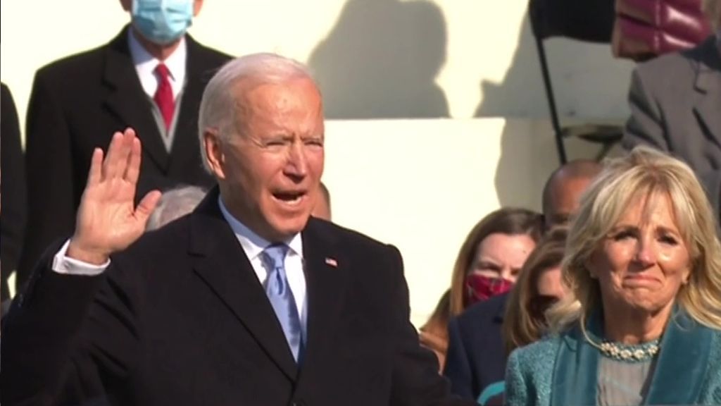 Biden llega a la Casa Blanca Informativos Telecinco 2021 Noche 20/01/2021 Especial toma posesión