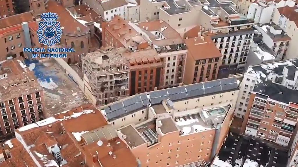Imágenes aéreas del edificio que ha explosionado en Madrid