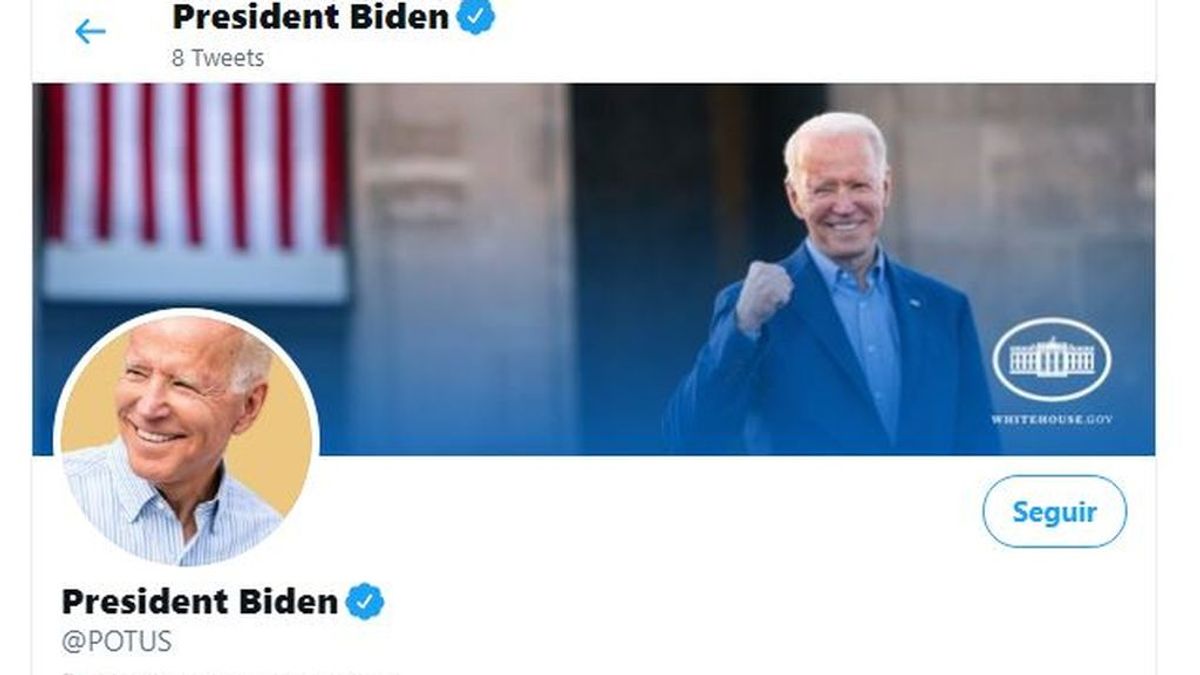 Joe Biden,  su primer tuit como presidente de EEUU desde su cuenta en la que solo sigue a  12 personas