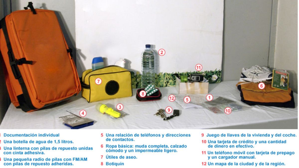 Desde tu documentación a un móvil prepago, en la mochila que propone Madrid en caso de evacuación Desde tu documentación a un móvil prepago, en la mochila que propone Madrid en caso de evacuación
