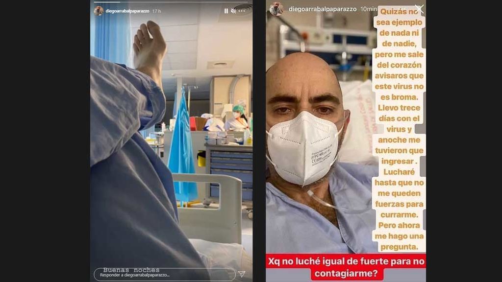 Mensaje de Diego Arrabal, con COVID, desde el hospital