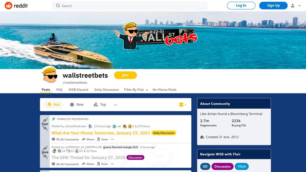 Subforo Wallstreetbets en Reddit