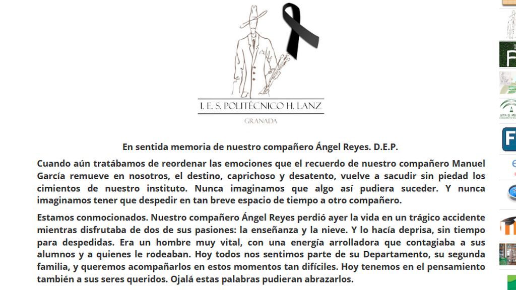 Condolencias del instituto Hermenegildo Lanz de Granada.