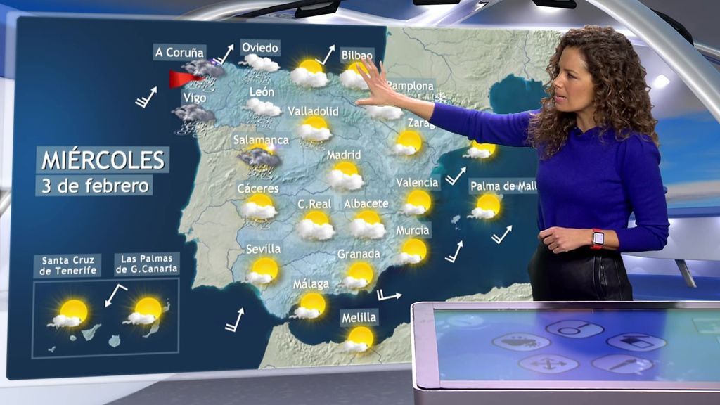 Predicción del tiempo para el miércoles 3 de febrero en España