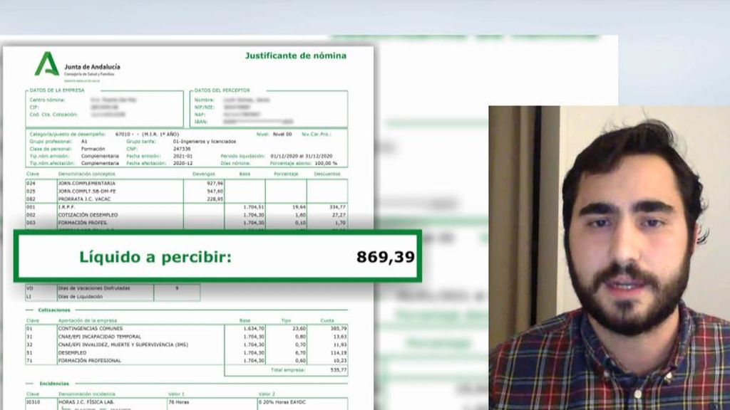Un médico cobra 869 euros por luchar contra el covid