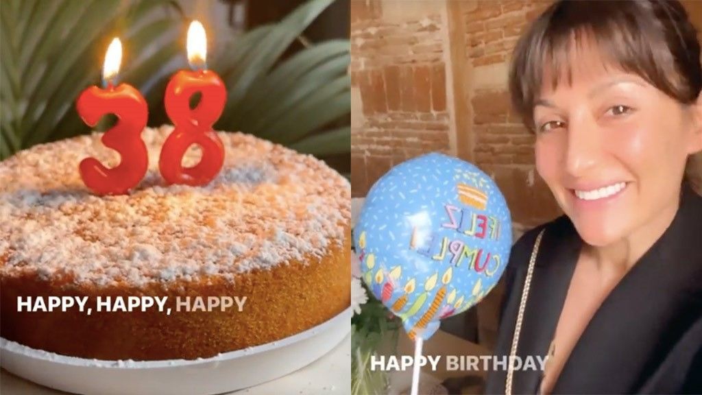 Nagore Robles muestra su tarta de cumpleaños