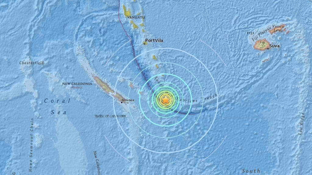 Alerta de tsunami en varias islas del Pacífico tras un terremoto de 7,7 frente a Nueva Caledonia Alerta de tsunami en varias islas del Pacífico tras un terremoto de 7,7 frente a Nueva Caledonia