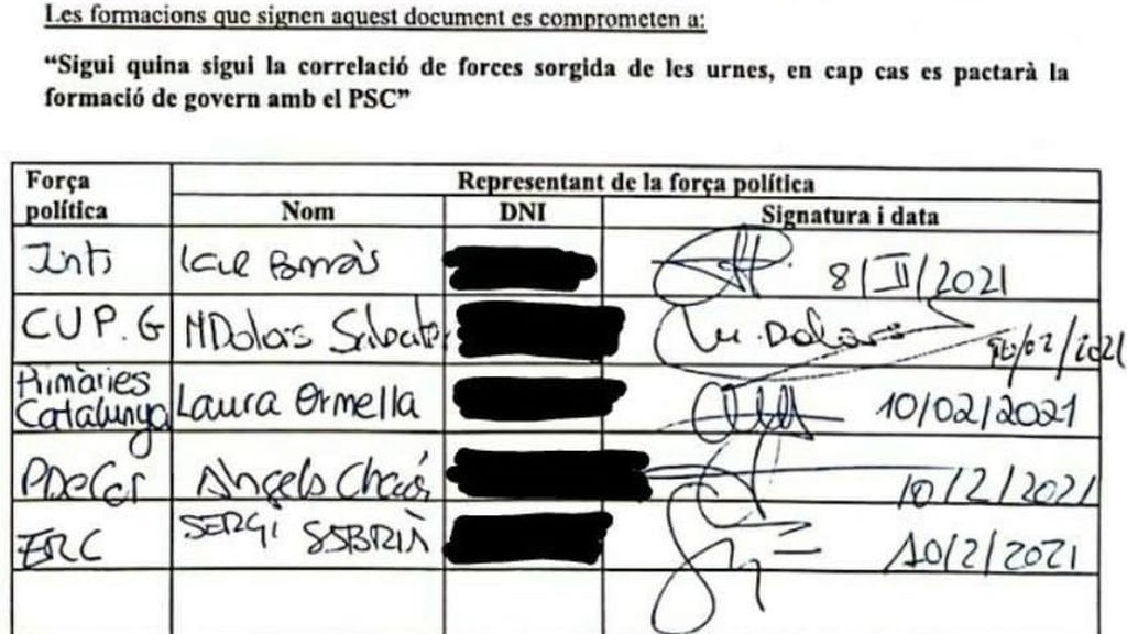 EuropaPress_3557355_documento_firmado_junts_erc_pdecat_cup_primaries_comprometen_no_pactar_psc EuropaPress_3557355_documento_firmado_junts_erc_pdecat_cup_primaries_comprometen_no_pactar_psc