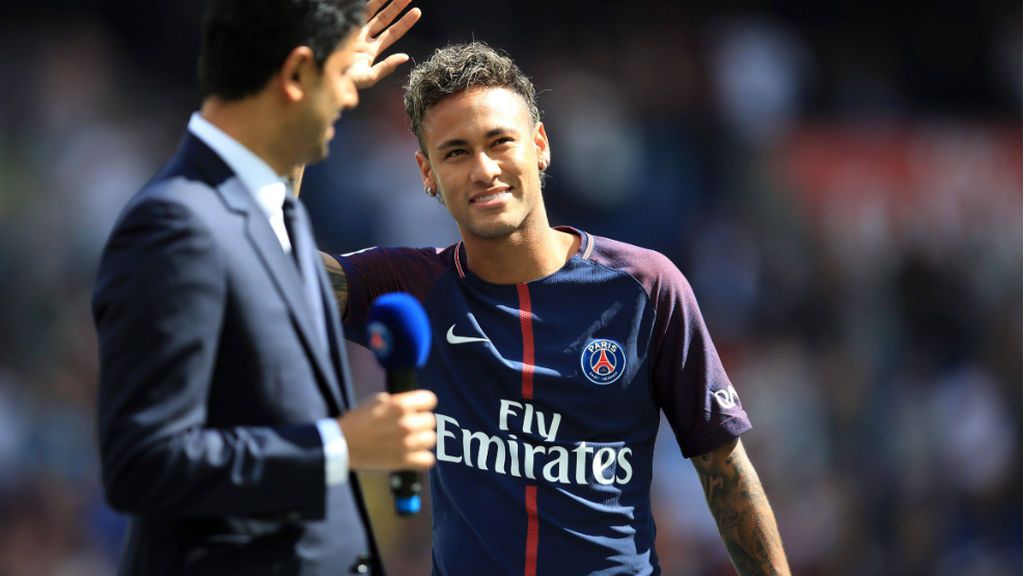 Neymar, en la presentación como nuevo jugador del PSG