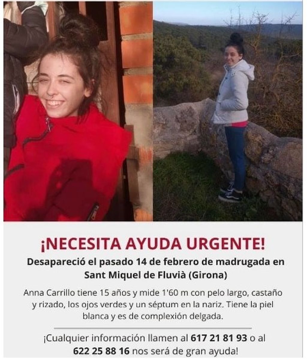 Buscan a Anna, una menor desaparecida en Sant Miquel de Fluvià