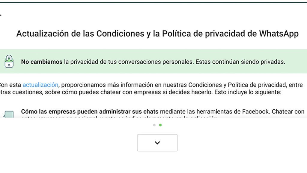 Actualizaciones condiciones de uso de WhatsApp