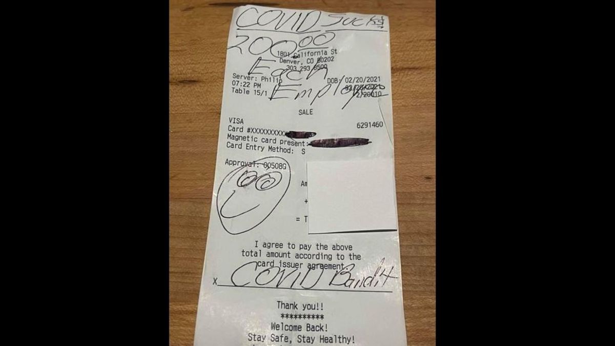 'Bandido covid', el cliente que dejó una propina de más de 150 euros a cada empleado de un restaurante