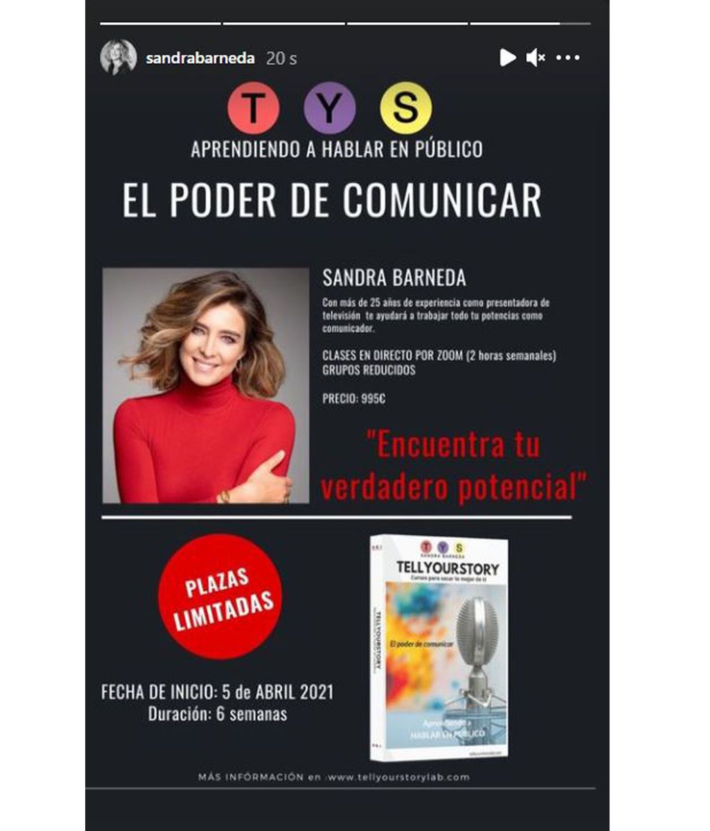 El curso que Sandra Barneda impartirá a partir del mes de abril