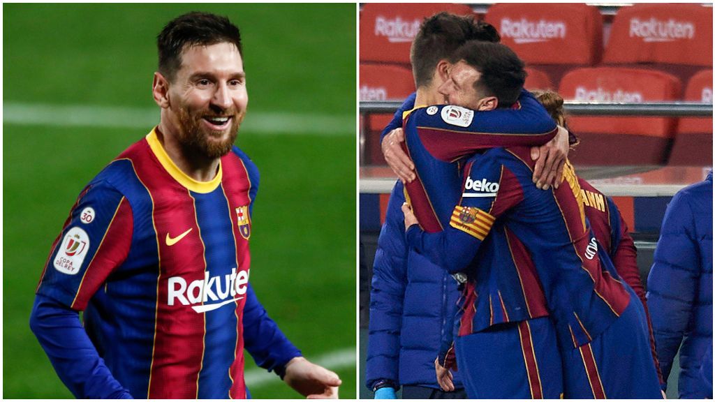 Messi demostró su compromiso con la celebración en el gol de Piqué.
