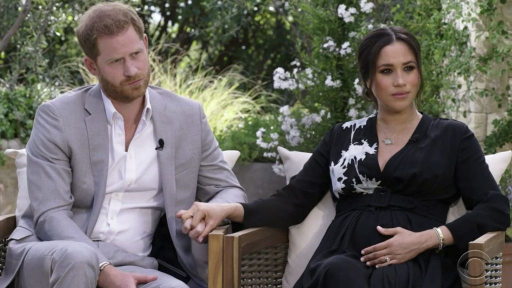 El príncipe Harry y Meghan durante la entrevista con Oprah