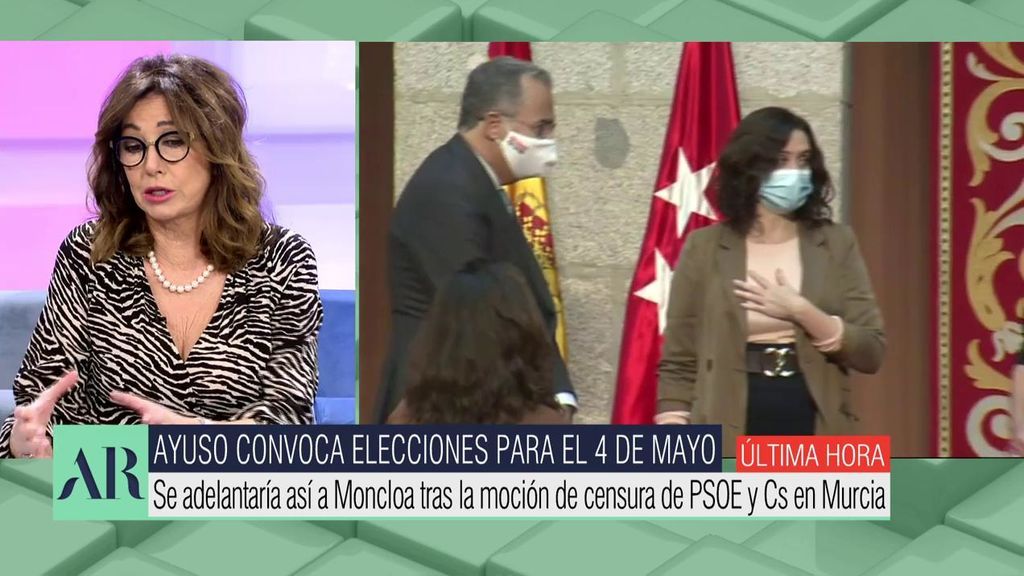 Ana Rosa reacciona a las palabras de Aguado con un zasca: "Son las mismas palabras..."