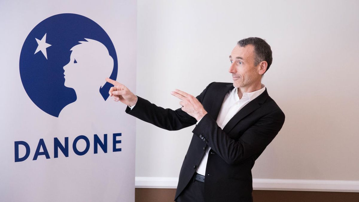Emmanuel Faber en 2016, durante la presentación de los resultados anuales de Danone