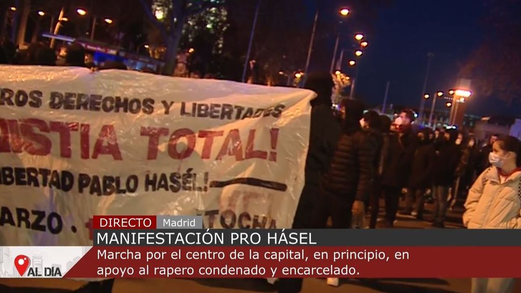 Manifestación no autorizada en Madrid a favor de Hasél: más de un millar de personas salen a la calle