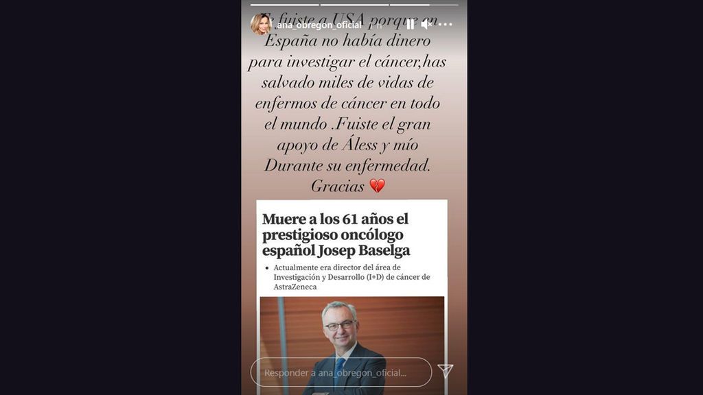 Storie de la cuenta de Instagram de Ana Obregón