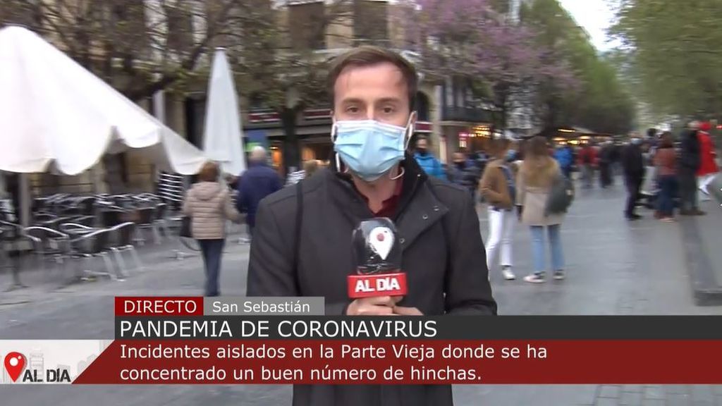 Incidentes aislados en la Parte Vieja de San Sebastián donde un gran número de hinchas se han concentrado