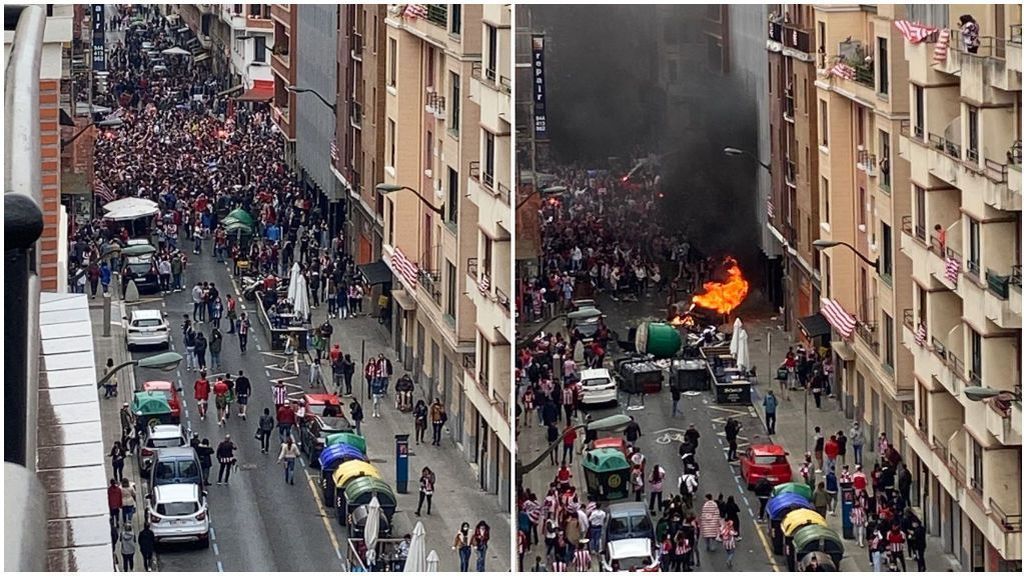 Miles de aficionados del Athletic en Licenciado Poza.