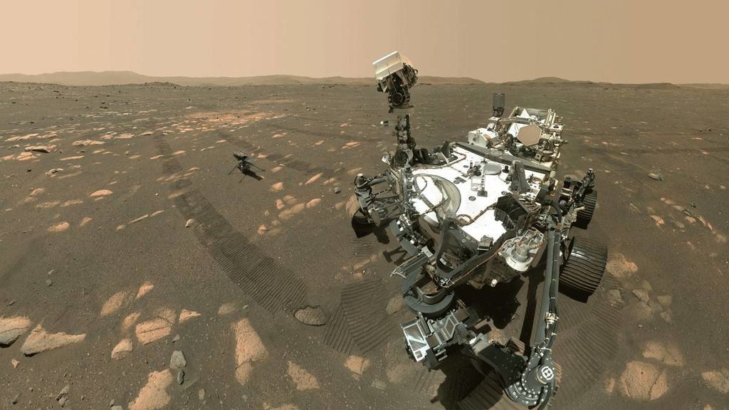 Esto no es una ilustración: es un 'selfie' que Perseverance ha tomado tras dejar a Ingenuity en suelo marciano