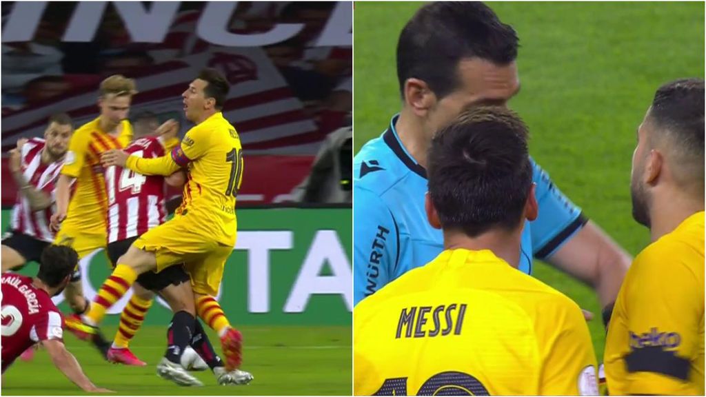 Messi se cabrea con el árbitro porque no le enseña amarilla a Dani García después de hacerle un 'placaje'