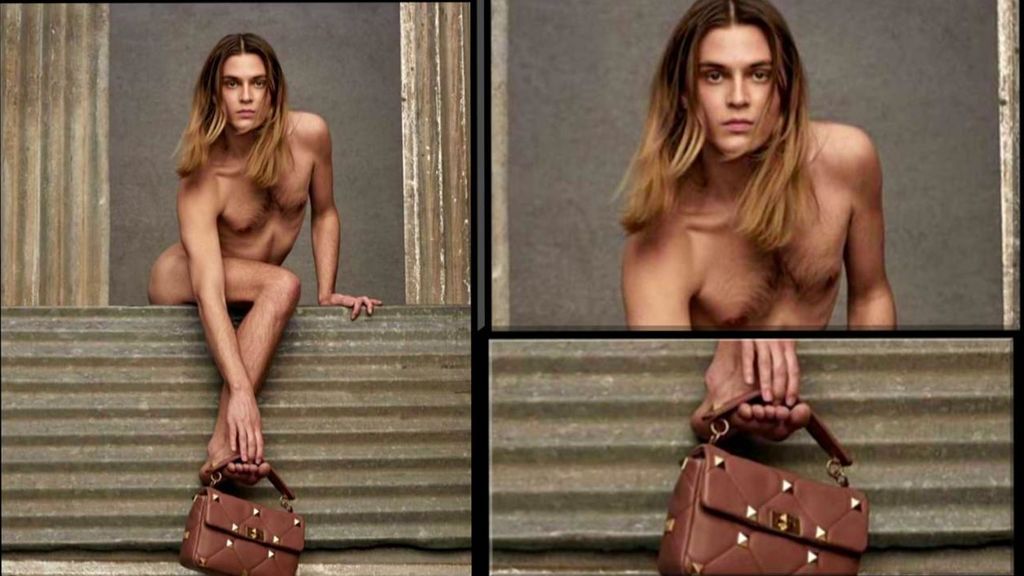 Un hombre desnudo con un bolso, la campaña de Valentino que provoca un aluvión de mensajes de odio