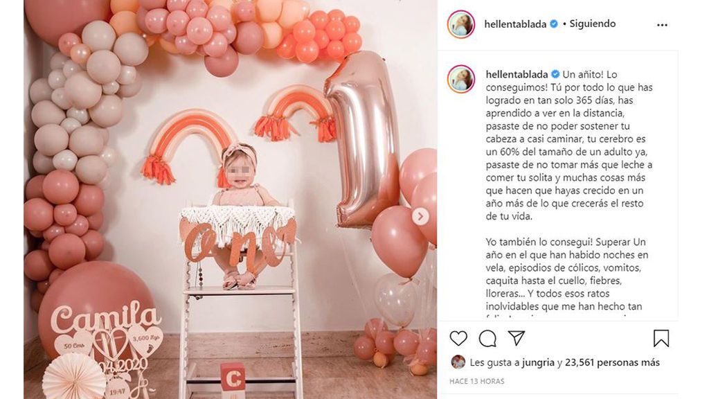 Camila, la hija de Elena Tablada y Javier Ungría, celebra su primer cumpleaños