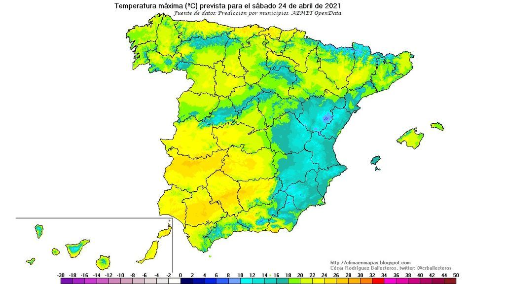 temperaturas maximas sbado