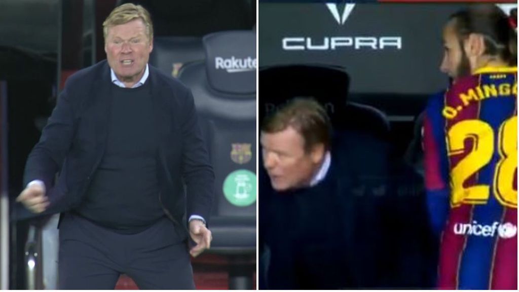 La bronca de Koeman a Mingueza en pleno partido y su 'encuentro' en el banquillo: “He hablado con él y no hay problema”