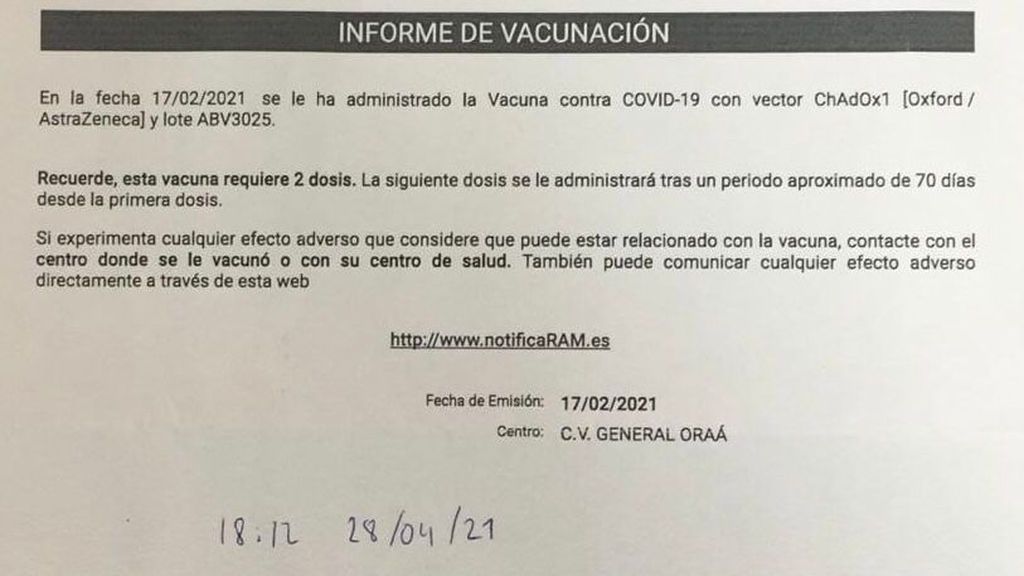 Cita segunda dosis AZ