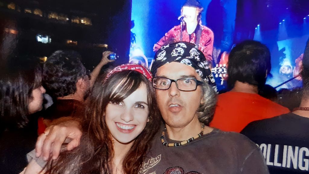 Roberto y su hija Maitane en un concierto de los Rolling Stones