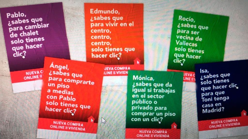 Anuncios de una inmobiliaria con referencias a los candidatos del 4M