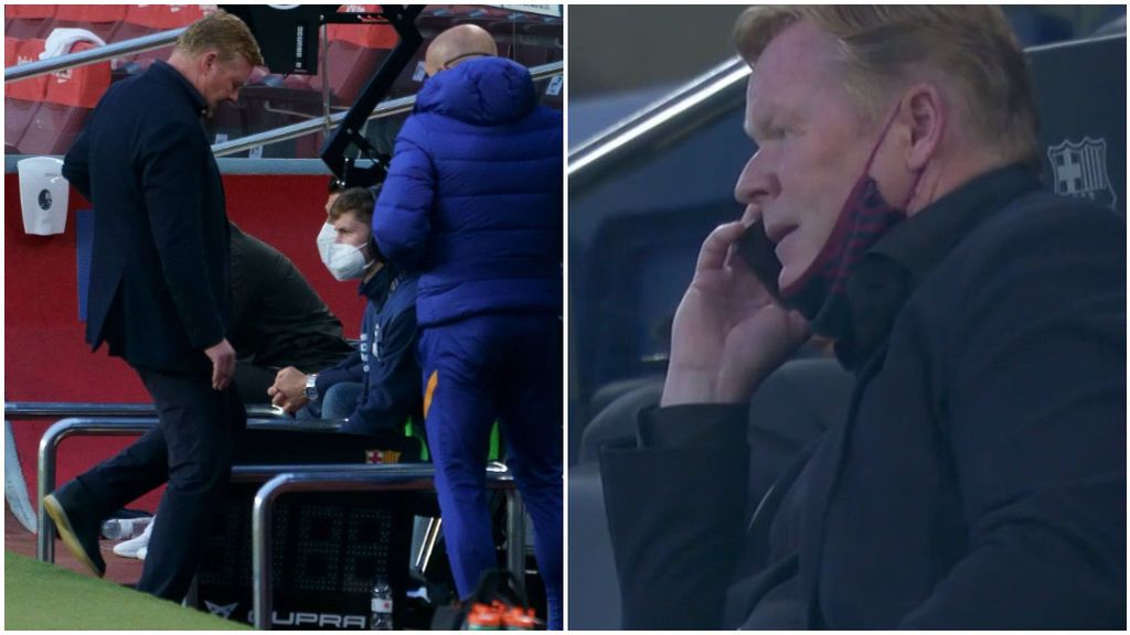 Koeman utilizó su teléfono tras ser expulsado.