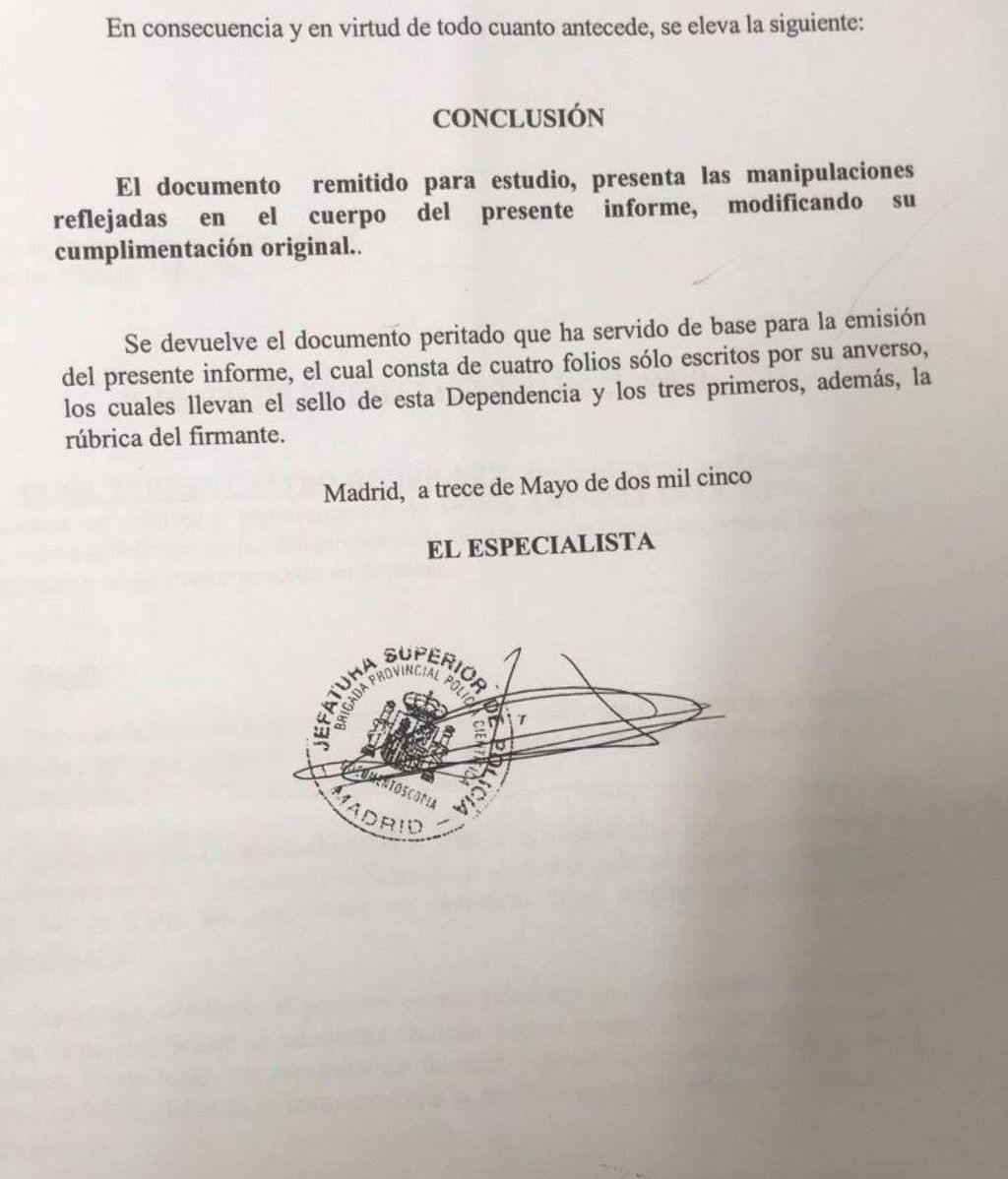 Conclusión del informe de la Policía sobre la denuncia de Dell'Ate