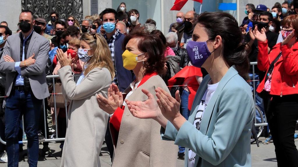 Siete ministros se manifiestan el Día del Trabajador con UGT y CCOO, que piden al Gobierno cumplir sus compromisos sociales
