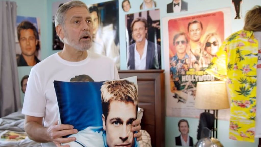 Que viva el 'bromance': George Clooney tiene una habitación en su casa forrada con la cara de Brad Pitt