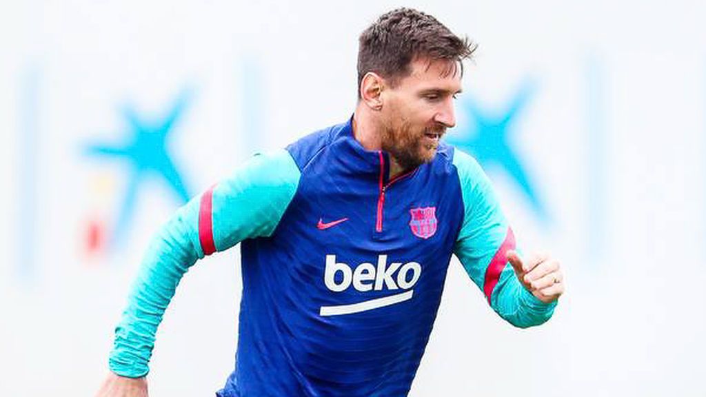 Messi, en un entrenamiento con el Barcelona.