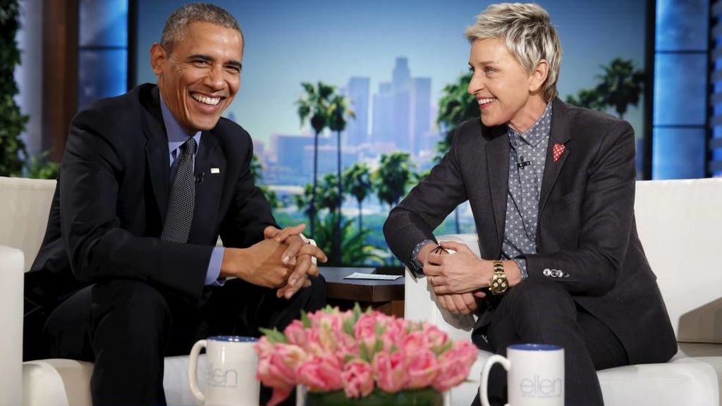 Ellen DeGeneres, entrevistando a Barack Obama