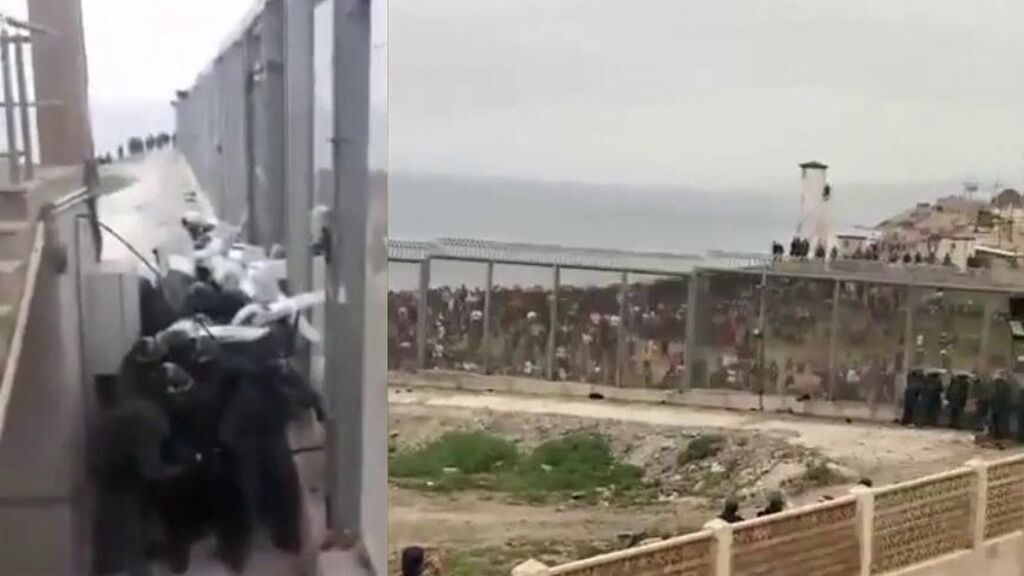 Las imágenes de cómo apedrean a los guardias civiles en la valla de Ceuta