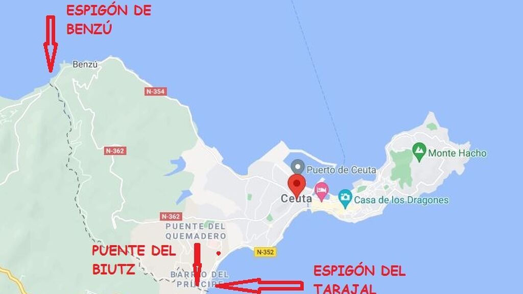 mapa ceuta entradas organizadas