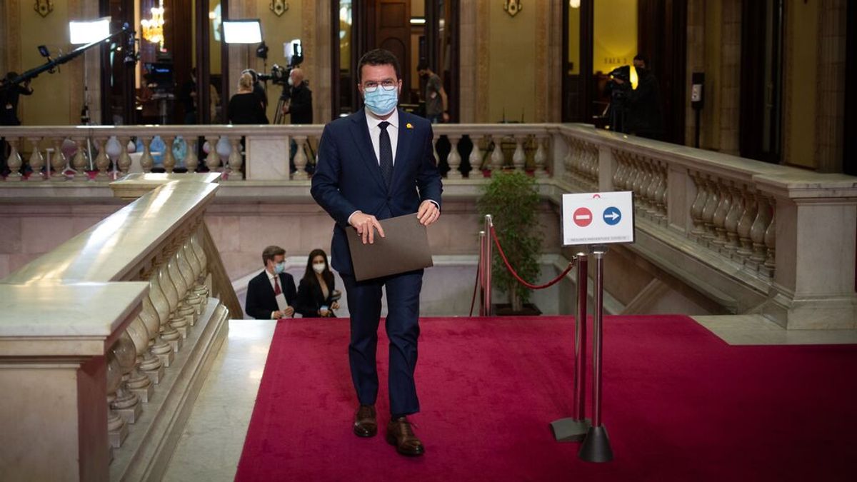 Pere Aragonès (ERC), en la primera sesión de su segundo debate investidura Pere Aragonès (ERC), en la primera sesión de su segundo debate investidura