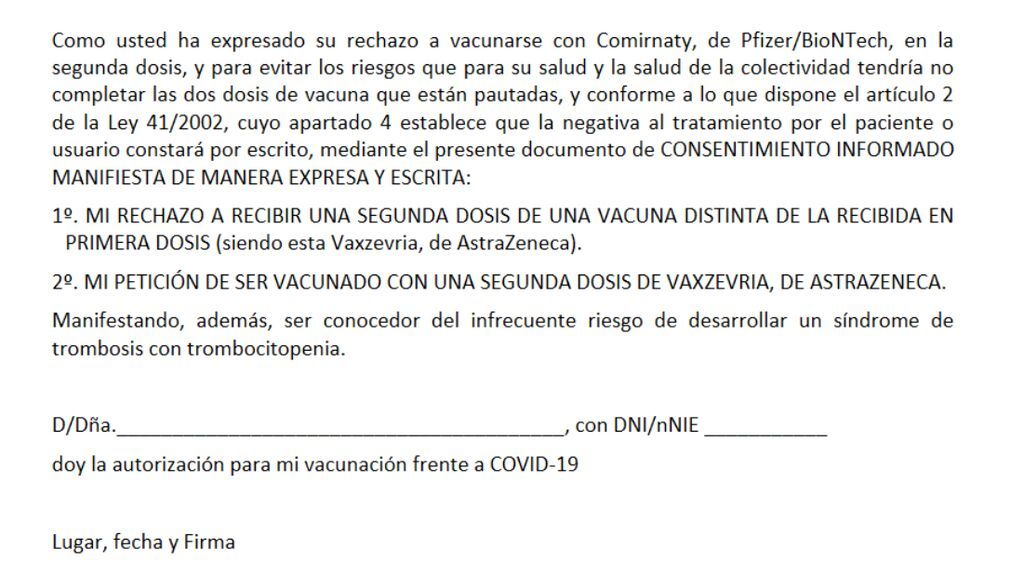 Así es la nota de consentimiento informado