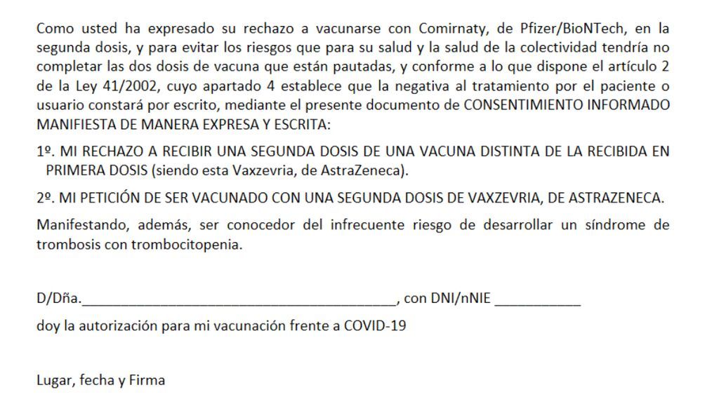 Así es la nota de consentimiento informado