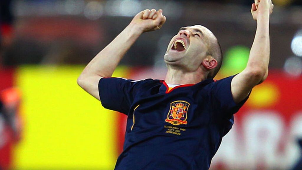 Andrés Iniesta celebrando el triunfo ante Holanda en el Mundial de Sudáfrica