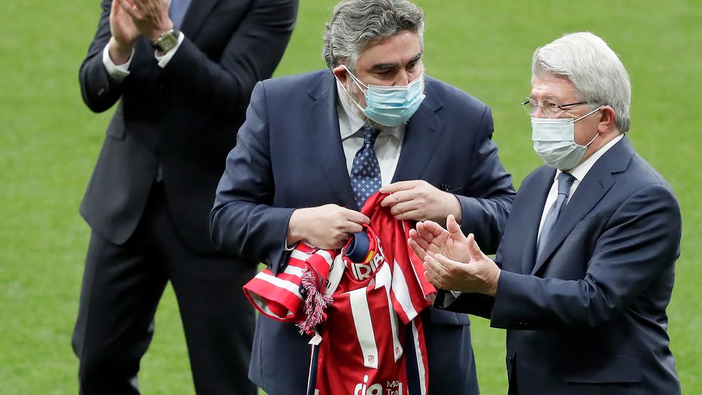La plantilla del Atlético de Madrid celebra haber ganado la Liga