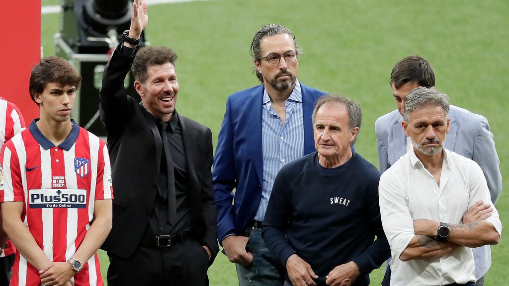 La plantilla del Atlético de Madrid celebra haber ganado la Liga