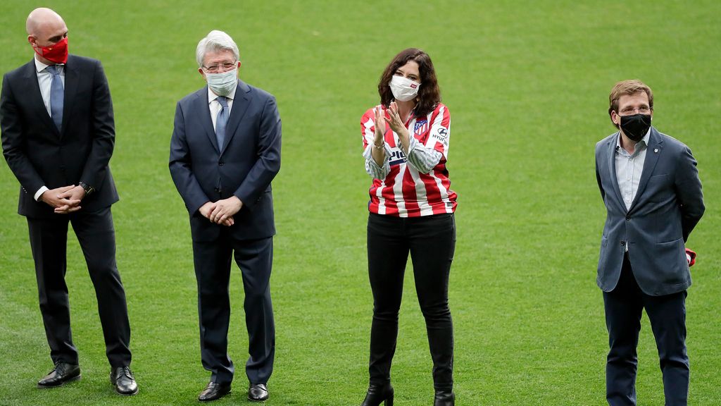 La plantilla del Atlético de Madrid celebra haber ganado la Liga